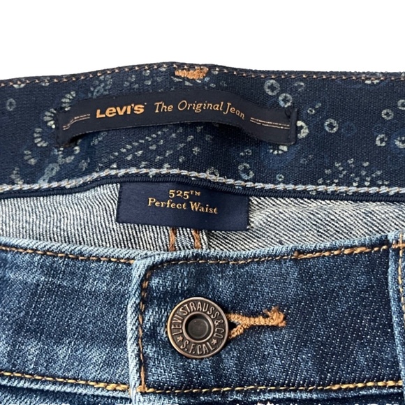 LEVI'S 525 "Perfect Waist" Cuffed Cropped Stretch Denim Jean Capri's Size 10 - Picture 7 of 16